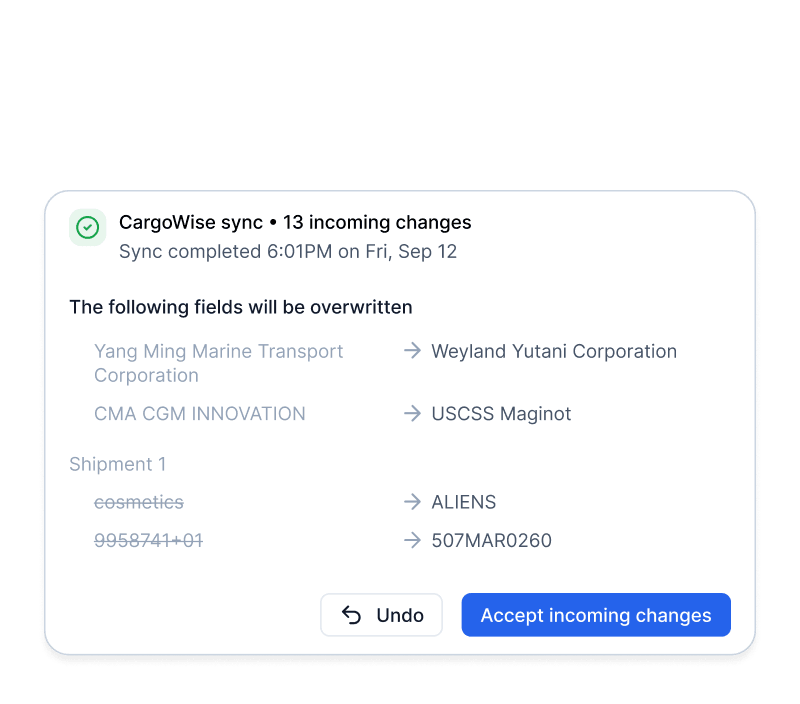 Real-time syncing with your TMS
